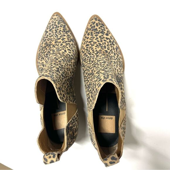 Dolce Vita Samy Leather Leopard Print Pointy Toe Bootie 7.5 NWOB - Picture 5 of 13